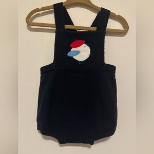 Jacadi Paris Baby Cashmere Blend Navy Overalls with Parisian Bird Design